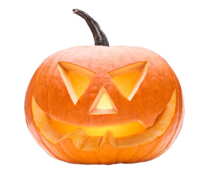 Halloween pumpkin isolated on white close up