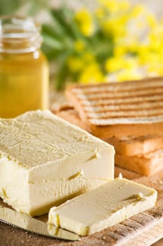 fresh butter slice vith toast bread close up shoot