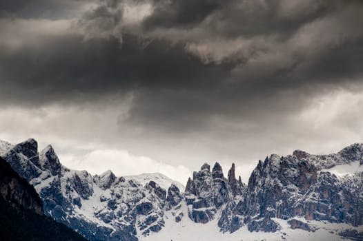 Dramatic cloudscape over the mountain range, taken in south tyrol