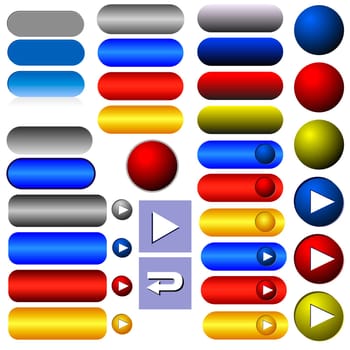 illustration of the various buttons for website