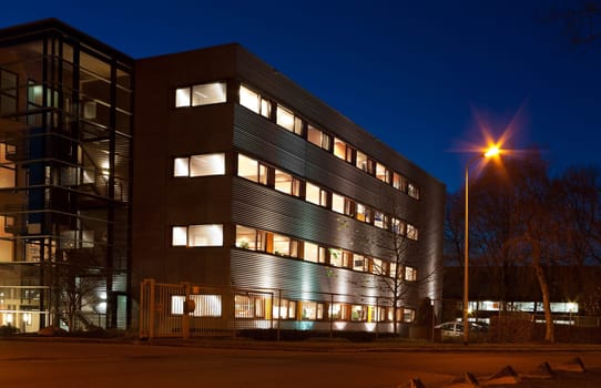 modern office building at evening