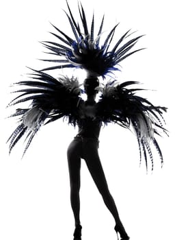 woman showgirl dancer revue dancing in studio isolated on white background