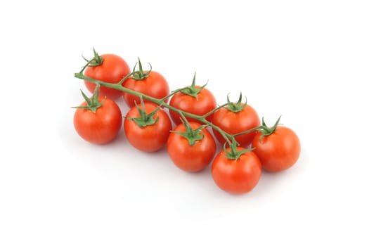 details of cherry tomato isolated on white