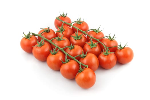 details of cherry tomato isolated on white