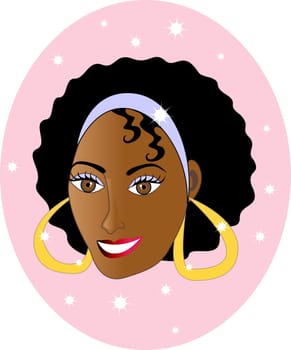 Illustration of pretty young afro girl.