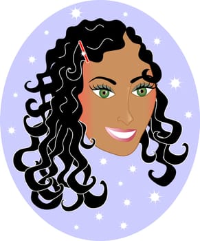 Pretty young woman avatar, great for personalization or cards.