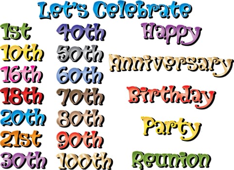 Vector Illustration of Special Birthdays and Occasions.