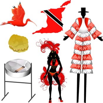 Vector Illustration of 6 different Trinidad and Tobago icons.