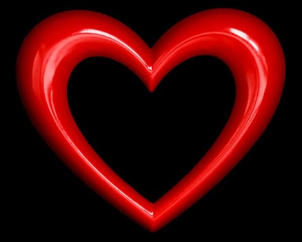 red heart shape over black background