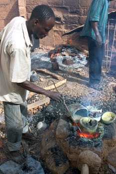 Manufacturing of Bronze in Burkina Faso. The bronziers take large chances by running bronze without any protection in an extreme furnace. Works of art which they produce are of an incredible precision for the little of tools they have.