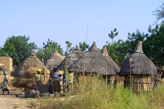 At the Burkinabé village the women activate themselves with daily work