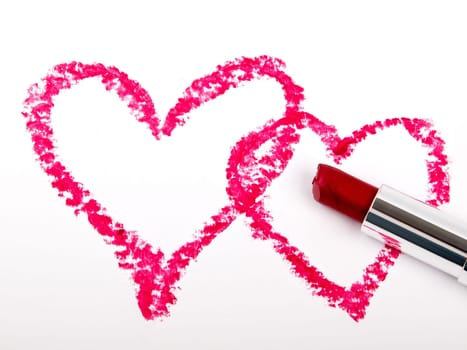 hart pictured by red lipstick for valentine day