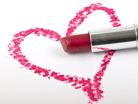 hart pictured by red lipstick for valentine day