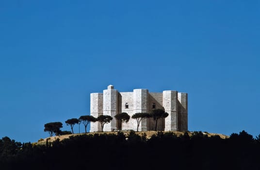 Castel del Monte is situated on a solitary hill in southeast Italy area Apulia