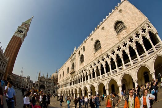 Venice, marcus place and the campanile de San Marco and the houses around the marcus place