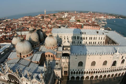 view from Markus tower over the city of venice