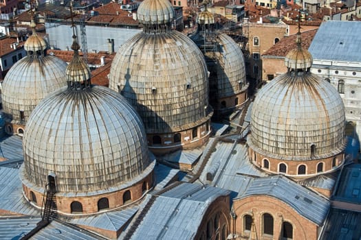 overlooking the marcus church in venice from campanile de San Marco