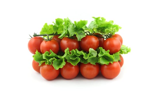 details of cherry tomato isolated on white
