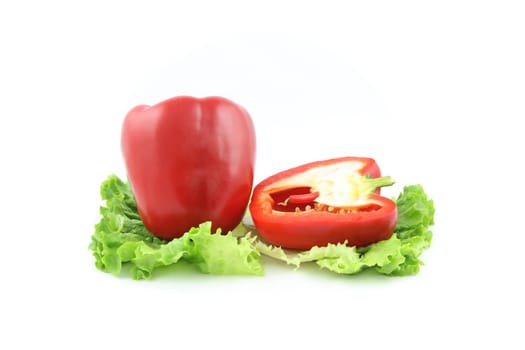 details of a red bell pepper isolated on white