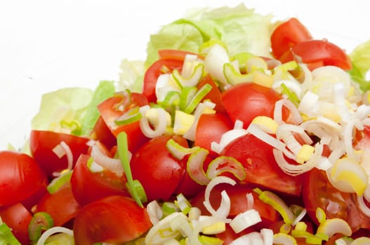 Closeup of Fresh Salad of Green Vegetables in Glass Bowl