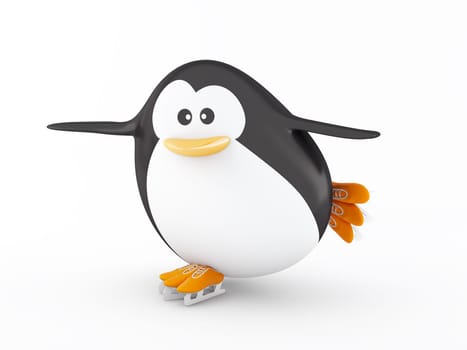 Fat ice skater penguin  - 3D render