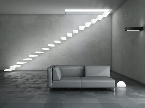 Modern interior (3D render) - Living room