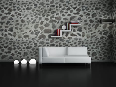 Modern interior (3D render) - Living room