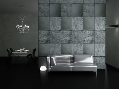 Modern interior (3D render) - Living room