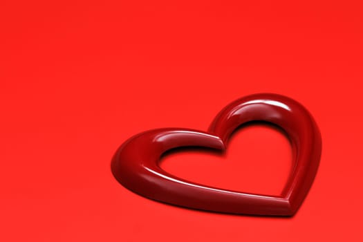 heart shape over red background