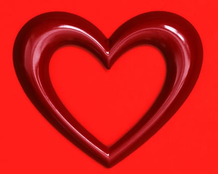 heart shape over red background