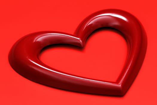 heart shape over red background