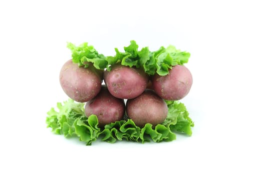 details of potatoes isolated on white