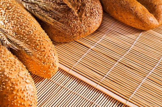 Fresh beautiful bread background close up shoot