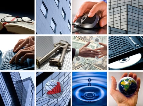 Conceptual image grid of business photos - from start to finish