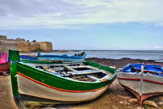 Boats in the marina of trapani in High Dynamic range. Sicily