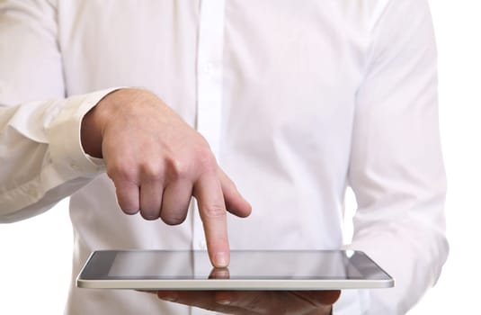Hands of a businessman using a digital tablet pc