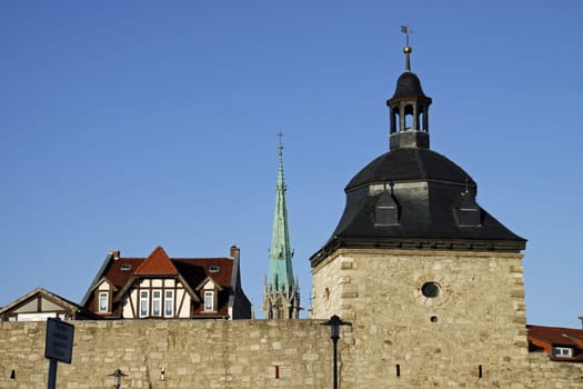 Inner Women's Gate and St. Mary's Church in Mühlhausen