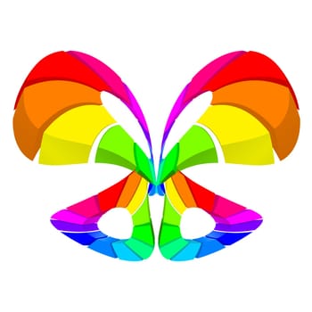 Abstract colorful butterfly over white for design