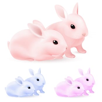 Set of Easter rabbits. Illustration on white background for design