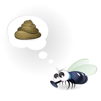 Cartoon Funny Fly. Illustration on white background