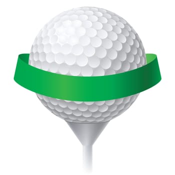 Golf Ball with Green Ribbon. Illustration on white background for design