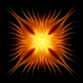 Fire flower number two. Illustration on black background for design