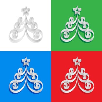 Abstract of paper Christmas trees on a colorful background illustration designer