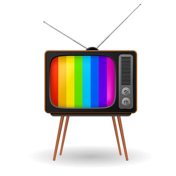Retro TV with color frame. Illustration on white background