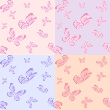 Set of different backgrounds of butterflies. Illustration for design