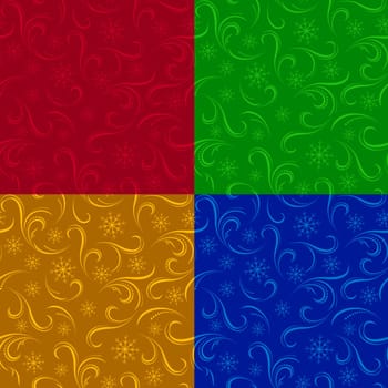 Four Winter seamless pattern. Christmas backgrounds for design