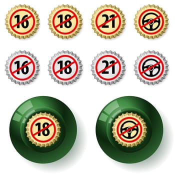 Bottle caps.  Illustration on white background