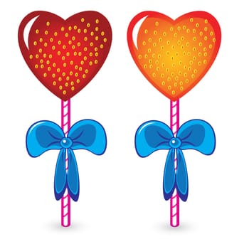 Set of beautiful heart shaped candies. Illustration on white background