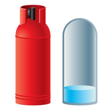 Red butane gas cylinder. Illustration on white background