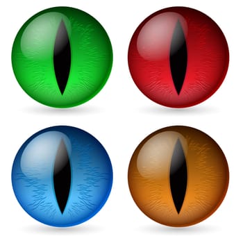 Colorful dragon eyes. Illustration of the designer on a white background